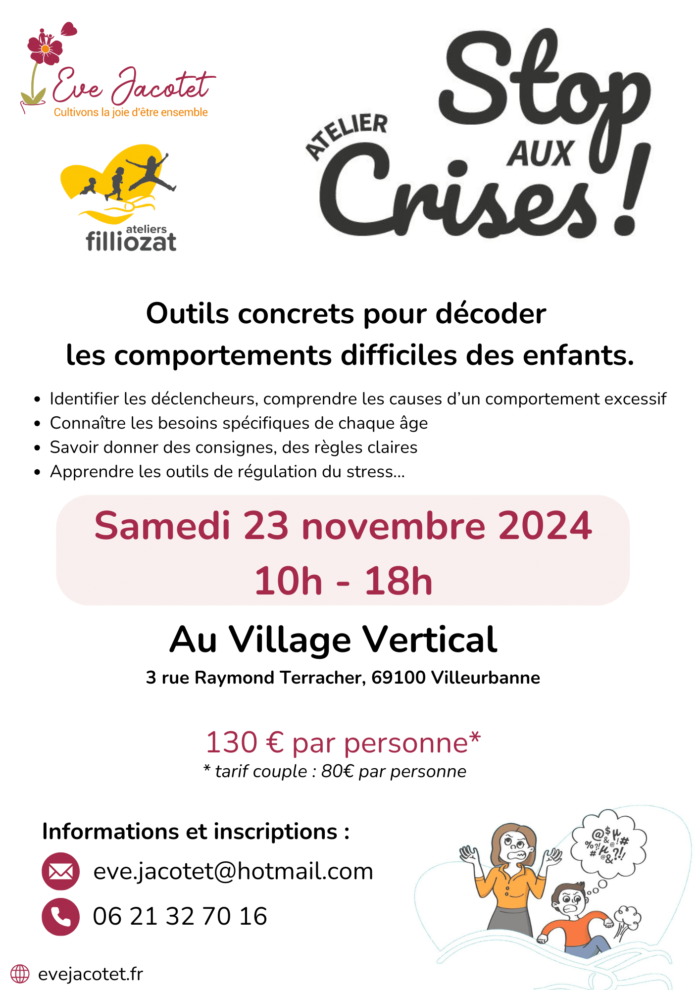 Atelier Stop aux Crise - Samedi 23 novembre 2024 de 10h à 18h